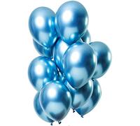 Folat B.V.- Folat Espejo Efecto azul 33cm-12 Piezas Globos de látex para Aire y Helio para Fiestas, Cumpleaños, Bodas, Color, 30 cm (69712)