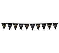 Folat B.V.- Folat Fiesta Cumpleaños Decoración negro Oro Plata Guirnalda de banderines-60-Shining Glam-4 Metros, Color (25069)