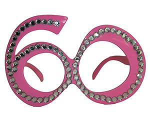 Folat B.V.-Folat Gafas de cumpleaños número 60 rosa con montura de diamante, color rosado, (Northstar 754)