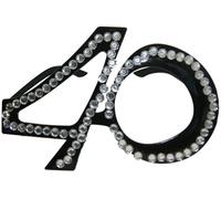 Folat B.V. Folat Gafas para el 40º cumpleaños Negro con Montura de Diamante, El plastico, 40