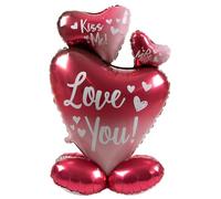 Folat B.V.- Folat Globo de Aluminio de pie-Ombre Love-3 corazones-77 cm-Decoración Romantica Día de San Valentín Bodas Nupcial Aniversario y Compromiso, Multicolor (63793)