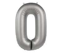 Folat B.V.- Folat Globo plateado Numero 0-Moonlight Silver-Satin Gloss-86 cm-Decoraciones de Cumpleaños de Fiesta para Aniversario Graduación Inflar con Helio o Aire, Color (10470)