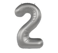 Folat B.V.- Folat Globo plateado Numero 2-Moonlight Silver-Satin Gloss-86 cm-Decoraciones de Cumpleaños de Fiesta para Aniversario Graduación Inflar con Helio o Aire, Color (10472)