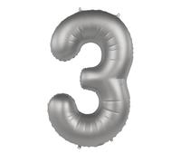 Folat B.V.- Folat Globo plateado Numero 3-Moonlight Silver-Satin Gloss-86 cm-Decoraciones de Cumpleaños de Fiesta para Aniversario Graduación Inflar con Helio o Aire, Color (10473)