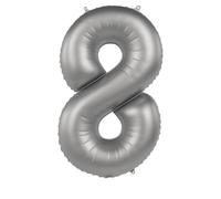 Folat B.V.- Folat Globo plateado Numero 8-Moonlight Silver-Satin Gloss-86 cm-Decoraciones de Cumpleaños de Fiesta para Aniversario Graduación Inflar con Helio o Aire, Color (10478)