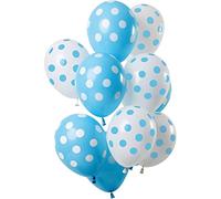 Folat B.V.- Folat Lunares azul- Blanco 30cm-12 Piezas Globos de látex para Aire y Helio para Fiestas y Cumpleaños, Color, 30 cm (68841)