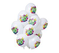 Folat B.V.- Folat Splash 40 Años 30cm-12 Piezas Globos de látex para Aire y Helio para Fiestas de Cumpleaños, Color blanco, 30 cm (69640)