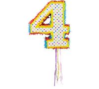 Folat B.V.- Number Folat 60944-Pinata 50 cm piñata, Aniversario, cumpleaños, decoración Forma de número 4 o 40, Juego de Fiesta, Multicolor, Costumes (60944)