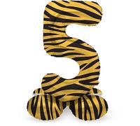 Folat B.V.-Number Folat 64755 Aluminio Número Figura 5 Tiger Chic Naranja 41 cm-decoración globos para cumpleaños, aniversario (no se necesita helio), color carbón, talla única