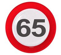 Folat B.V. PAPPTELLER Motiv Schild MIT Der Zahl 65. Geburtstag 65.