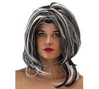 Folat B.V. Peluca Bruja Negro Color Blanco Larga rizos Halloween Fasching fastnacht