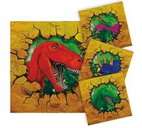 Folat B.V- Servilletas de Dinosaurios - 25 x 25 cm - 1 x 16 Unidades, Color carbón, Talla única (61852)