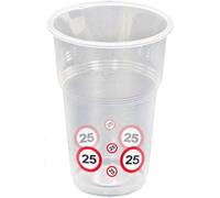 Folat B.V.- Vasos de plástico para señales de tráfico del 25 cumpleaños-10 Piezas, Color transparente (28225)