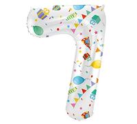 Folat B.V.-Zahl Folat 64177 Aluminio Número Figura 7 Joyful Party Multicolor 86 cm-decoración globos de helio para cumpleaños, aniversario, cm