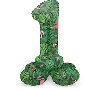 Folat B.V.-Zahl Folat 64730 Aluminio Número Figura 0 Jungle Vibe Verde 41 cm-decoración globos para cumpleaños, aniversario (no se necesita helio), color, talla única