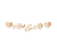 Folat- Banner de Carta de Oro Rosa de Boda recién Casado, Color Rosado (21421)