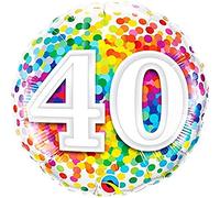 Folat - Confeti arcoiris con globos de papel de cumpleaños número 40-45cm