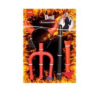 Folat- Diablo Conjunto de Accesorios de Halloween para Mujeres, Color Rojo, Talla única (63451)