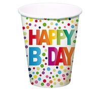 Folat - Feliz cumpleaños Vasos Desechables con Puntos 250 ml - 8 Piezas