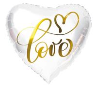 Folat- Foil Globo Blanco en forma de Corazón 'Love', Color white (62987)