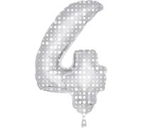 Folat - Globo de ka hoja - 86 cm de alto - plateado / blanco - Número: 4 , color/modelo surtido