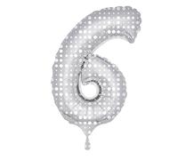 Folat - Globo de ka hoja - 86 cm de alto - plateado / blanco - Número: 6 , color/modelo surtido