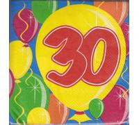 Folat - Globos De Servilletas De Papel Para 30 Años Fiesta - Multicolor - 20 piezas