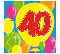 Folat - Globos De Servilletas De Papel Para 40 Años Fiesta - Multicolor - 20 piezas