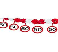Folat B.V- Folat Guirnalda de señal de tráfico de 50 cumpleaños con Perchas, Multicolor, Zahl (5233)