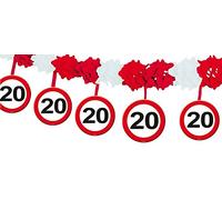 Folat - Guirnalda de señales de tráfico de cumpleaños número 20 con colgadores, 4 m