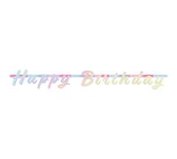 Folat - Happy Birthday Banner De Carta De Color Blanco Nacarado - 4 m
