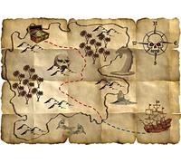 Folat - Mapa del tesoro pirata rojo - 4 piezas
