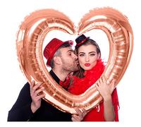 Folat - Marco en forma de corazón Globo de lámina de oro rosa - 80x70cm