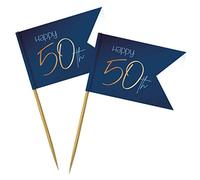 Folat Recogedores de Fiesta Elegante Verdadera azul 50 Años-36 piezas, color navy, gold (66850)
