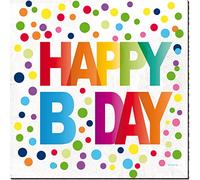 Folat - Servilletas Feliz cumpleaños con Lunares 33x33 cm - 20 Piezas