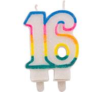 Folat Velas con Purpurina para cumpleaños número 16 con 2 Soportes, Cera