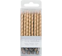 Folat - Velas de color oro con soporte - 16 piezas