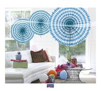 Folat- Ventilador de Nido de Abeja blanco-azul-45 cm, Color azul (61476)