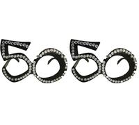 Folat Vidrios fiesta de cumpleaños número 50 (un tamaño, Negro) (Paquete de 2)