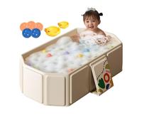 Foldable Baby Bathtub, Large Toddler Bath Tub, Portable Shower Basin, Durable PVC Composite Board, Includes 5 Balls And 2 Ducks, Water & Girls Aged 0-8 Years