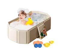 Foldable Baby Bathtub, Large Toddler Bath Tub, Portable Shower Basin, Includes 5 Balls and 2 Ducks, (1 Set), Water Toy for Kids 0-8 Years Old, Boys and Girls, Easy Storage