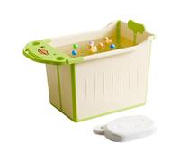 Foldable Baby Bathtub, Non-Slip Sitting Support Tub, Space Saving Toddler Bathtub, Thick Travel Bath with Base for Home, Dorm, Holiday, Apartment, Bathroom, 14.96x19.29x22.44 inches, Green
