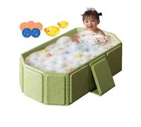 Foldable Baby Bathtub, Toddler Bath Tub, 29.53x27.56x9.84 Inch Includes 5 Balls, 2 Ducks, Playful Water Toys, Portable Shower Basin for Kids 0-8 Years Old, Travel and Home Use