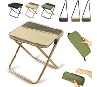 Foldable Backpack Stool, Portable Folding Camping Stool with Carry Bag, Portable Seats for Mountaineering and Hiking, Foldable Chair with Carrying Bag (Khaki, Small)