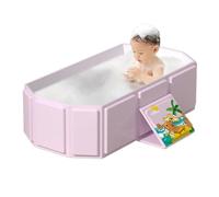 Foldable Bathtub, Anti-Slip Bathings Tub, Portable Nursery Bathing Basin, Shower Basin for Bathroom, Daycare, Travel, Hotel Baby Cleansing, 0 to 8 Years Old Childrens, Green, Pink