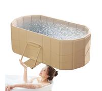 Foldable Bathtub, Large Insulated Soaking Tub, Hot and Ice Bath, Portable Thermal Bucket, Spacious Space-Saving Design for Home and Spa, Athlete Recovery, Gold Pink