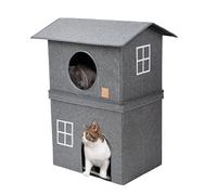 Foldable Cat House, 2-Layer Pet House, Indoor Cat Beds, Quick Assembly Pet House, Cold Weather Cat House, Semi-Enclosed Cat House, Polyester Cat Shelter, Comfortable Cat Beds, Cat House with Door