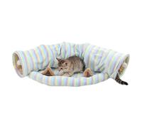 Foldable Cat Play Tunnel - Large Striped Interactive Tube for Pet Chasing, Holiday and Birthday Fun with Resting Function, Kitten Tunnel for Small Animals, Vibrant Multicolor Material