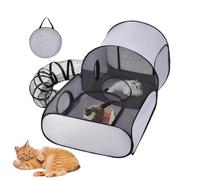 Foldable Cat Playpen with Tunels & Enclosure House, Interactive Dog Play Pen for Kitten, Puppy, and Small Animals, Lightweight Ejercise Playground for Travel, Outdoor Adventures