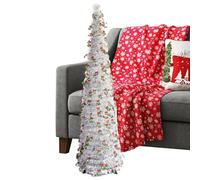 Foldable Christmas Tree - 5Ft Retractable Holiday Decor for Indoor and Outdoor Use | Silver PVC Branches with Sturdy Base, Easy Assembly Festive Tree for Living Room Bedroom Office Farmhouse Bar Garde
